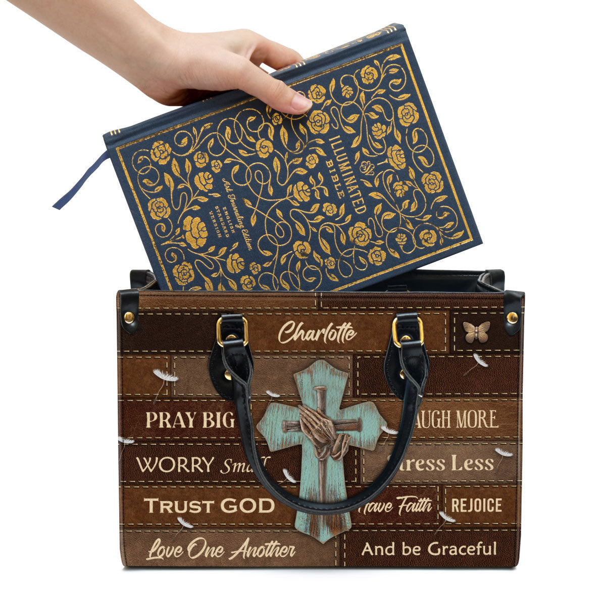 Love One Another Personalized Leather Bag For Women - Religious Gifts For Women