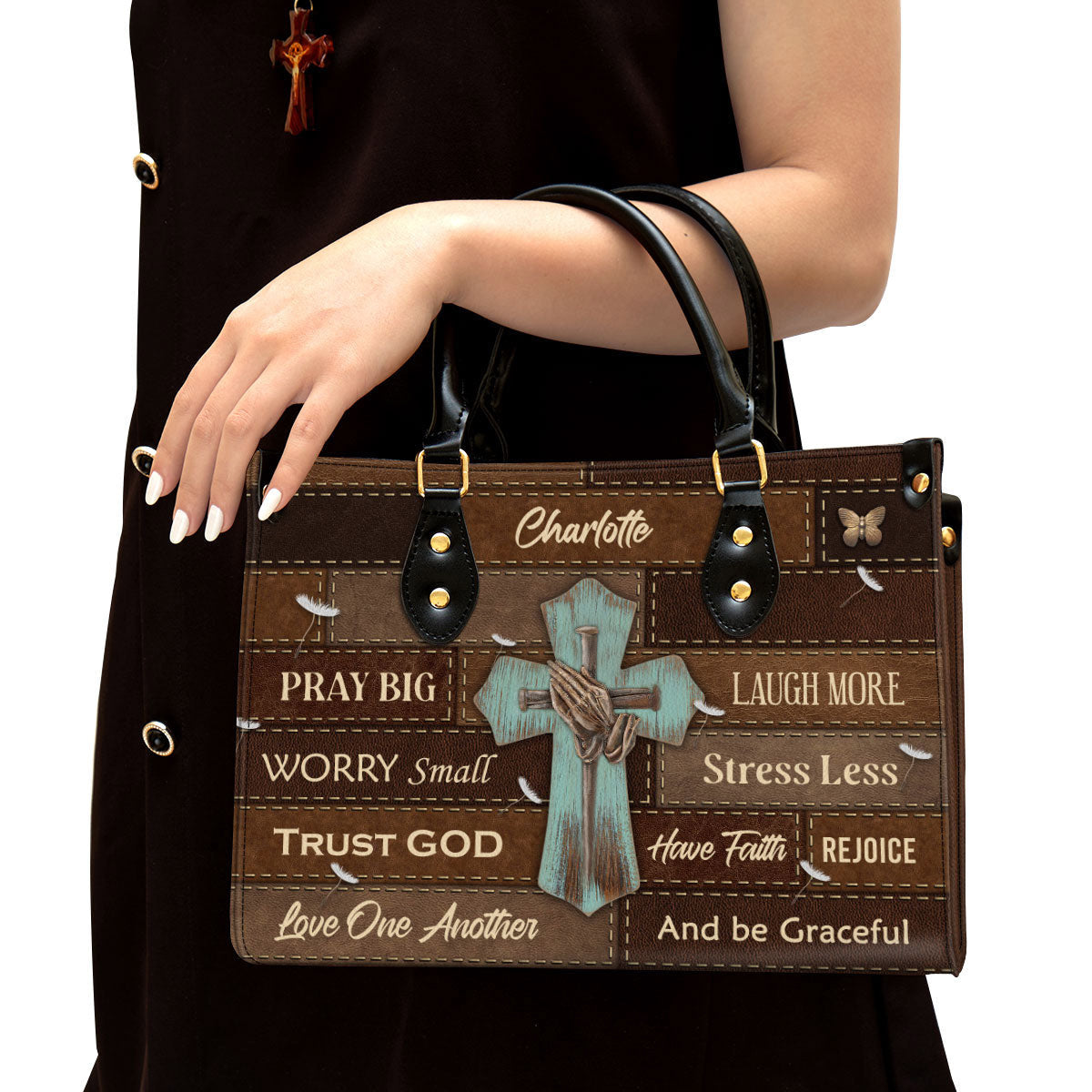 Love One Another Personalized Leather Bag For Women - Religious Gifts For Women