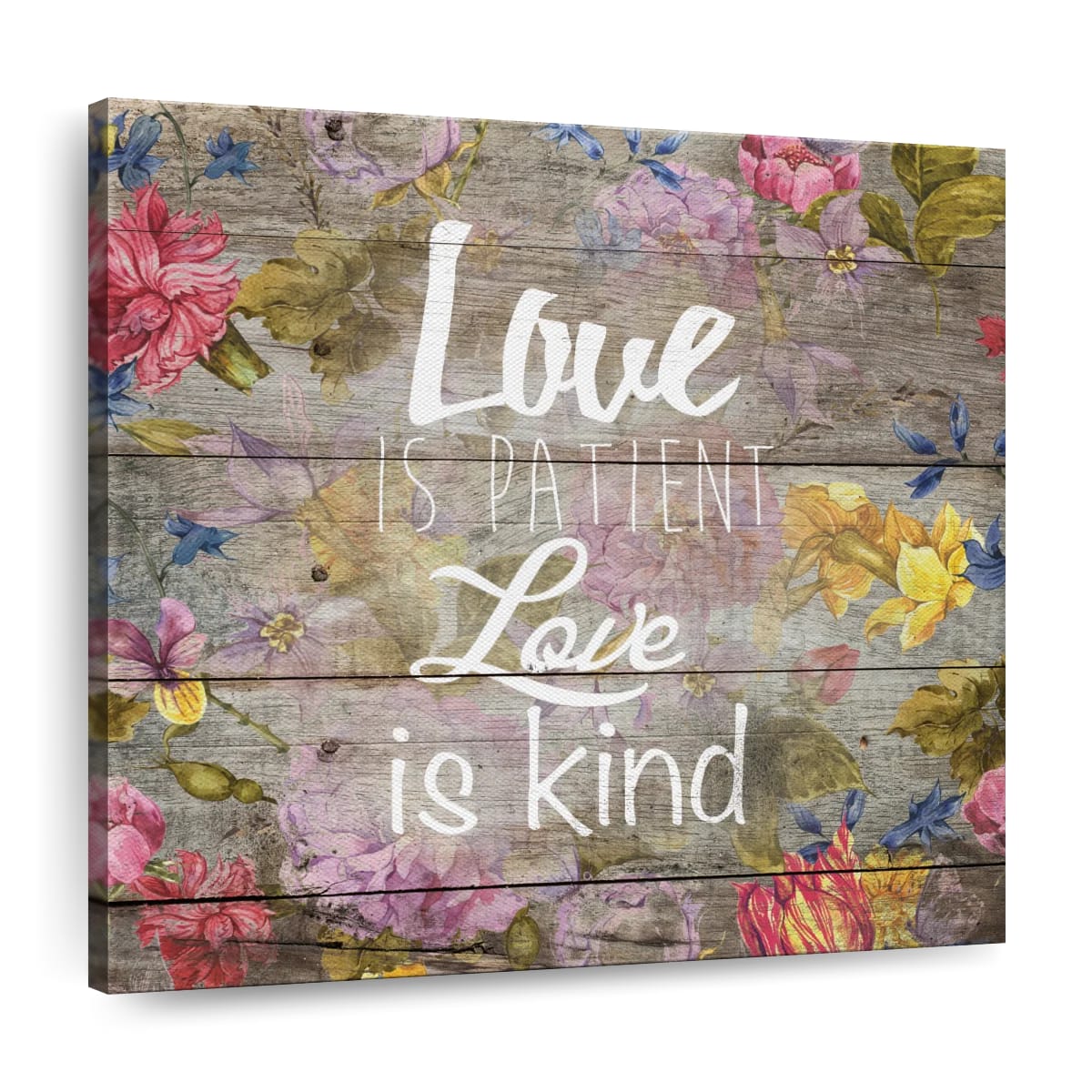 Love Patient III Square Canvas Art - Christian Wall Decor - Christian Wall Hanging