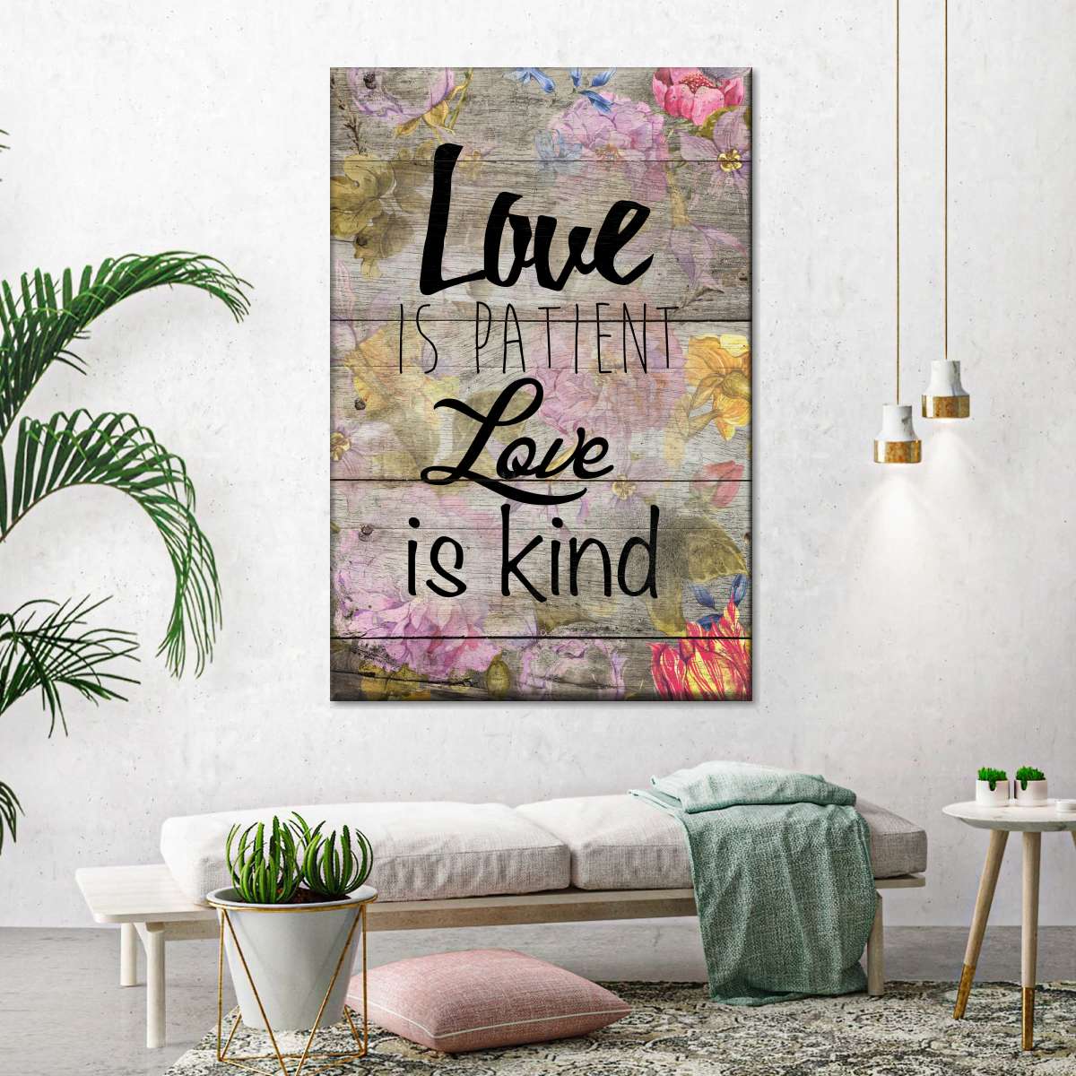 Love Patient I Canvas Wall Art - Canvas Religious Wall Art - Christian Wall Decor Living Room