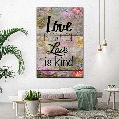 Love Patient I Canvas Wall Art - Canvas Religious Wall Art - Christian Wall Decor Living Room