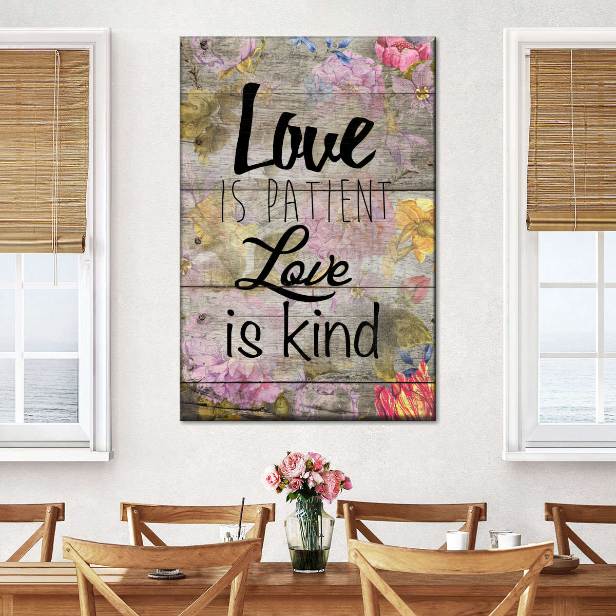 Love Patient I Canvas Wall Art - Canvas Religious Wall Art - Christian Wall Decor Living Room