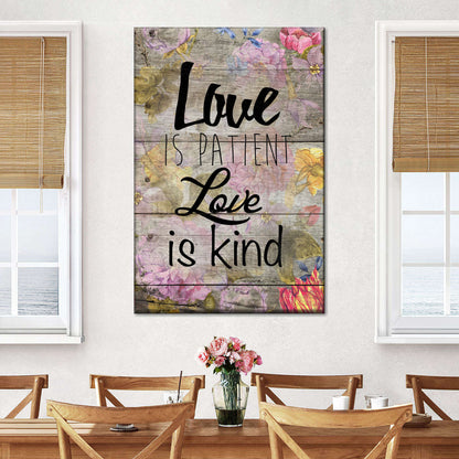 Love Patient I Canvas Wall Art - Canvas Religious Wall Art - Christian Wall Decor Living Room