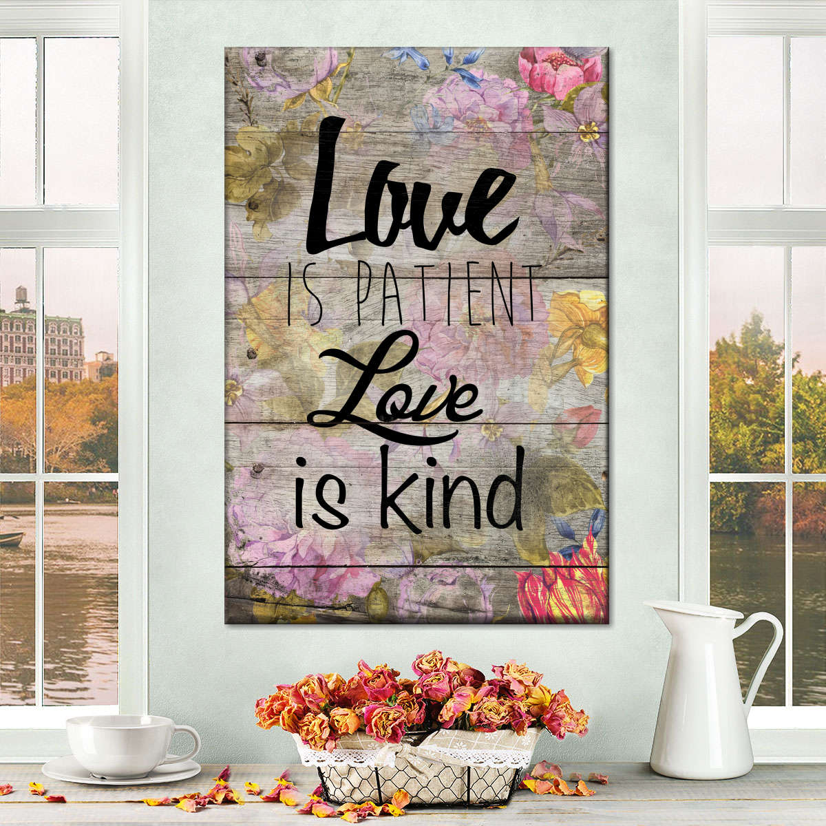 Love Patient I Canvas Wall Art - Canvas Religious Wall Art - Christian Wall Decor Living Room
