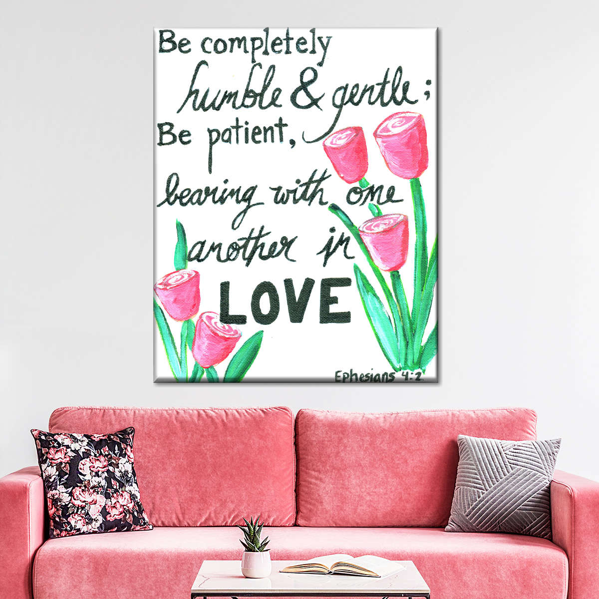 Love Tulips Canvas Wall Art - Canvas Religious Wall Art - Christian Wall Decor Living Room