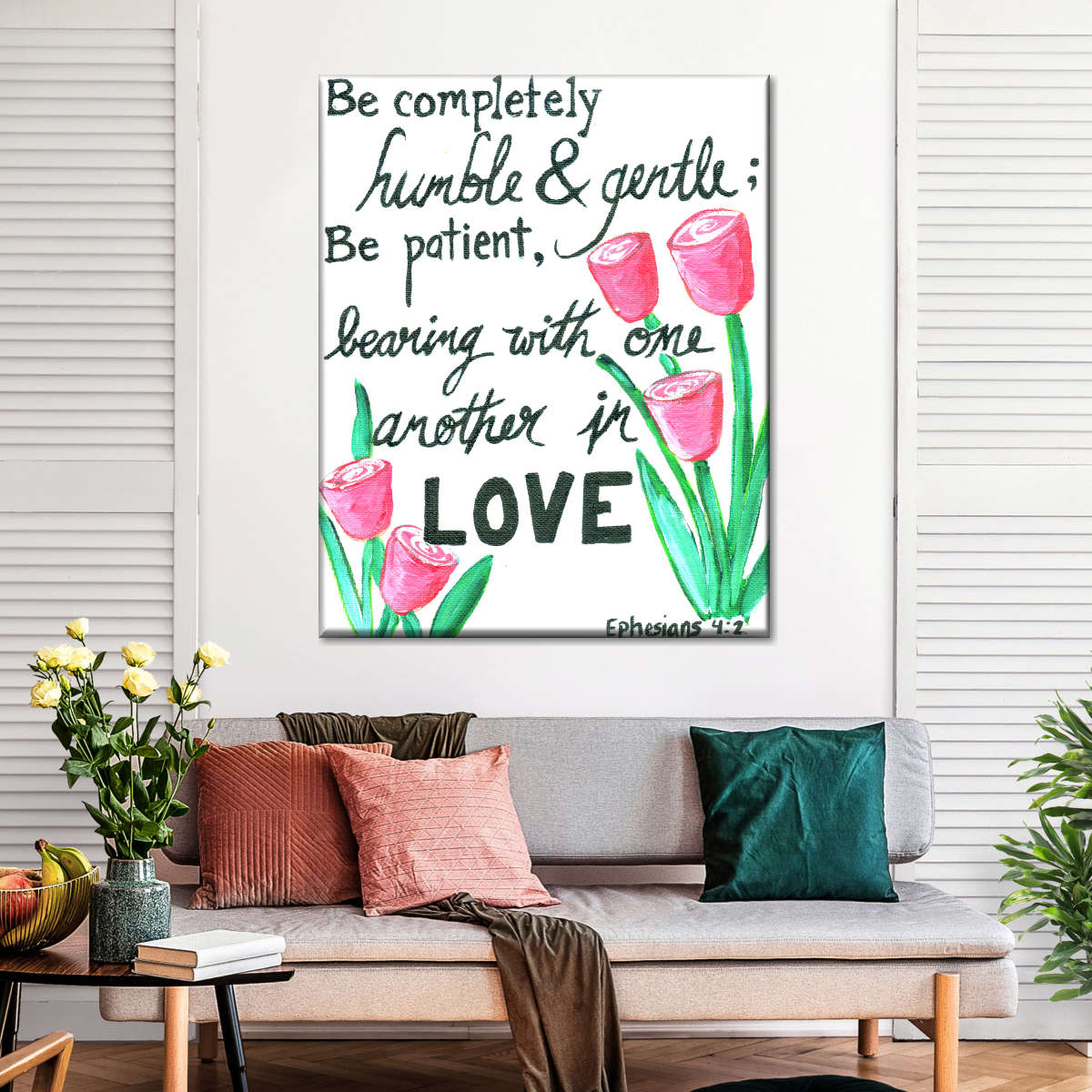 Love Tulips Canvas Wall Art - Canvas Religious Wall Art - Christian Wall Decor Living Room