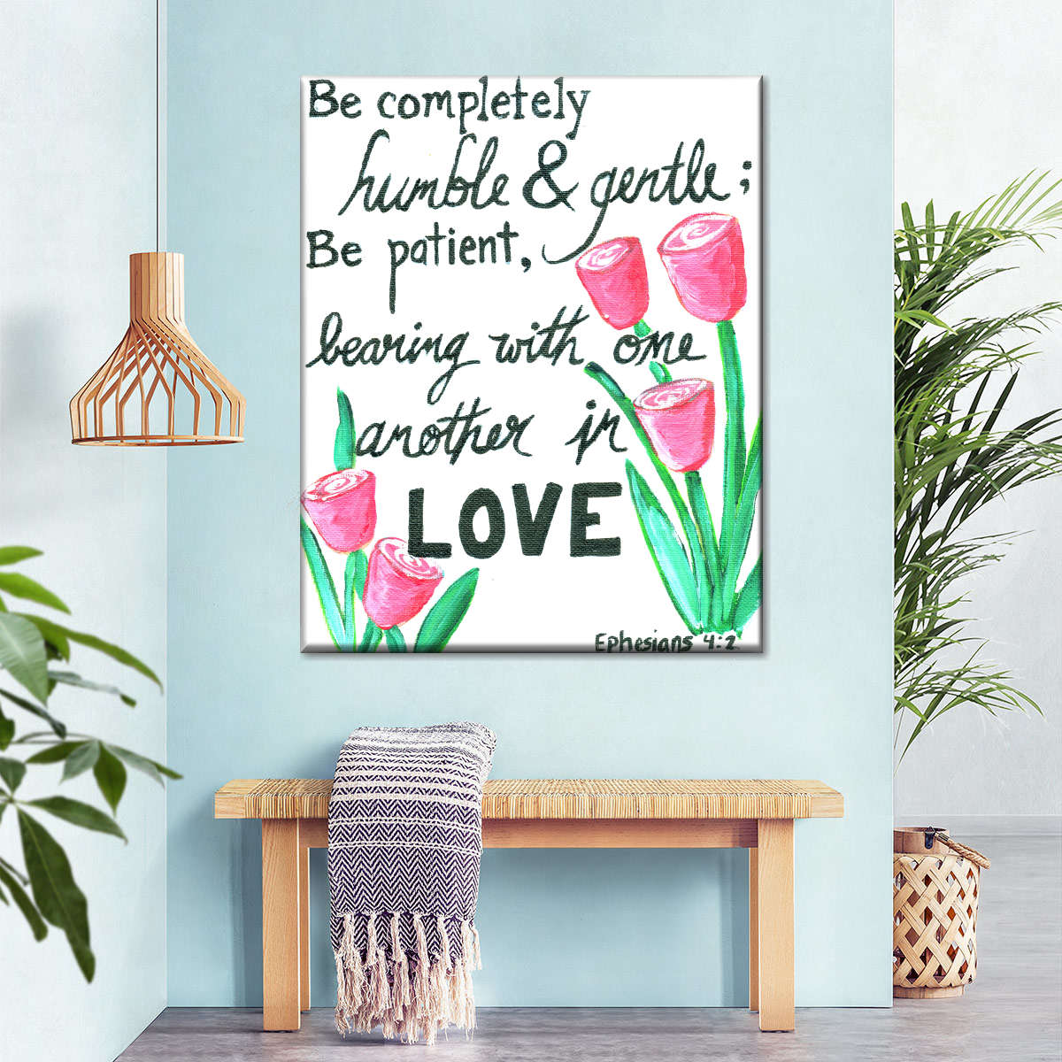Love Tulips Canvas Wall Art - Canvas Religious Wall Art - Christian Wall Decor Living Room