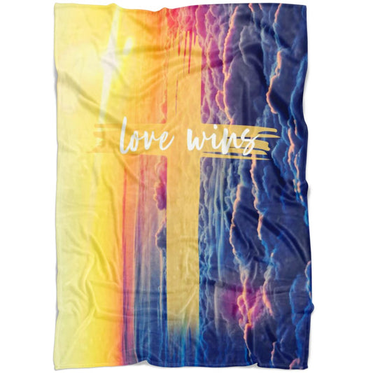 Love Wins Fleece Blanket - Christian Blanket - Bible Verse Blanket