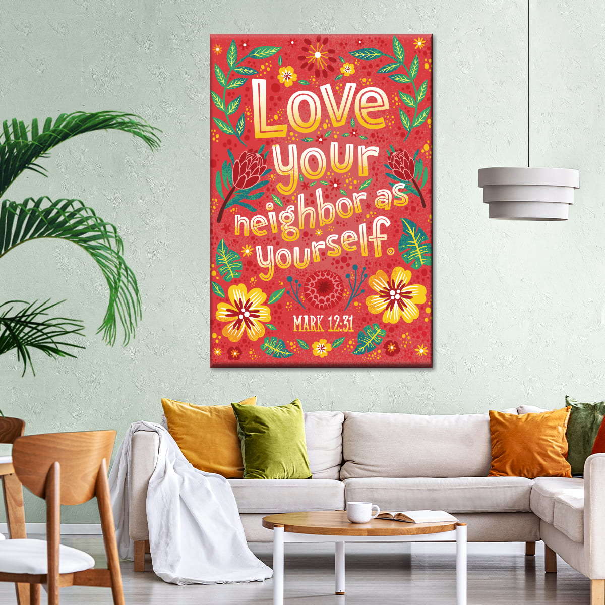 Love Your Neighbor As Yourself Canvas Wall Art - Canvas Religious Wall Art - Christian Wall Decor Living Room