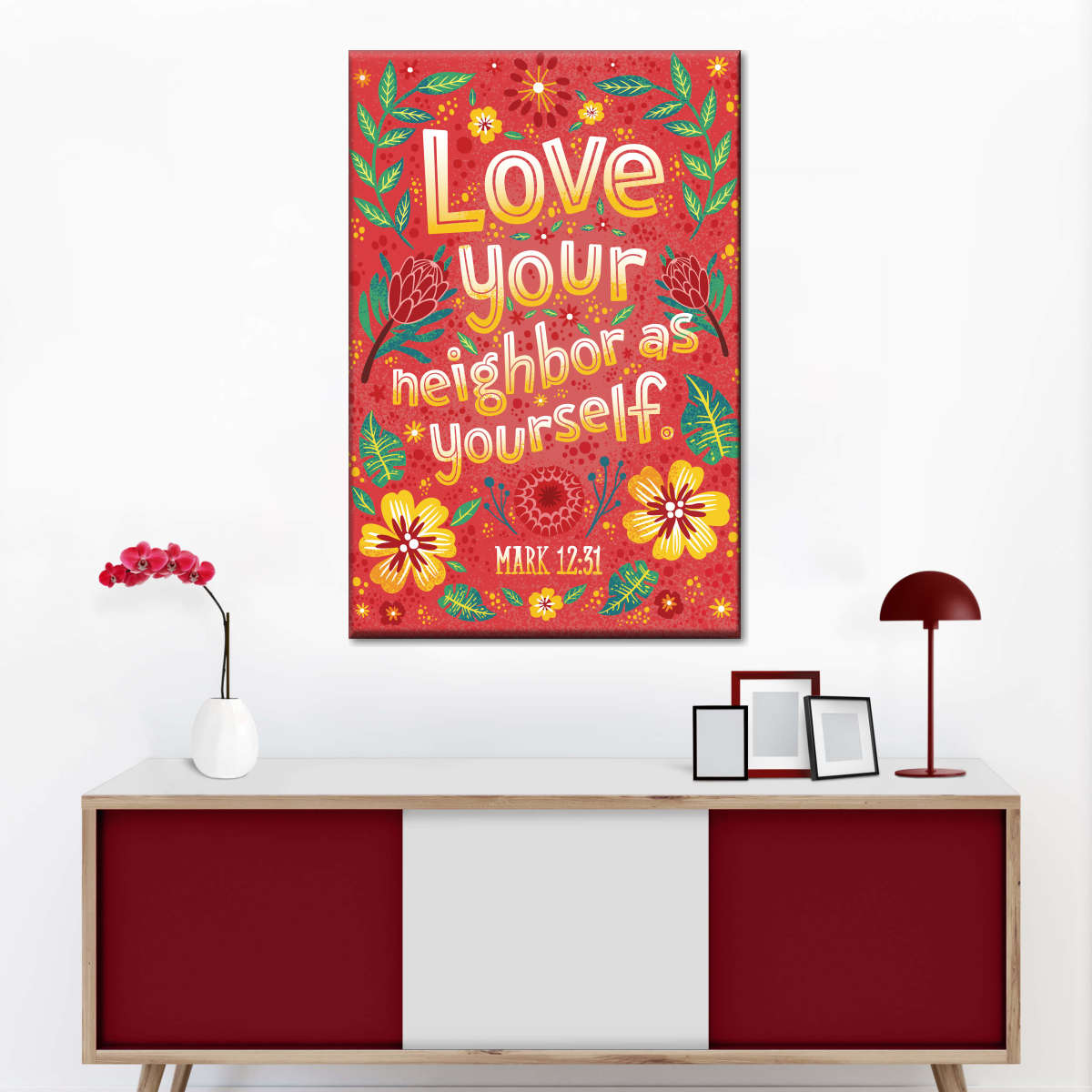 Love Your Neighbor As Yourself Canvas Wall Art - Canvas Religious Wall Art - Christian Wall Decor Living Room