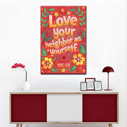 Love Your Neighbor As Yourself Canvas Wall Art - Canvas Religious Wall Art - Christian Wall Decor Living Room
