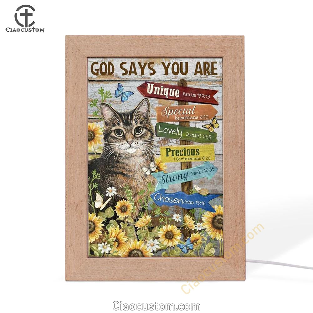 Lovely Cat, Sunflower Garden, Pretty Butterfly, God Says You AreFrame Lamp