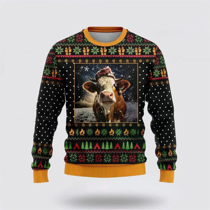 Lovely Hereford Cows Ugly Christmas Sweater, Farm Sweater, Christmas Gift, Best Winter Outfit Christmas