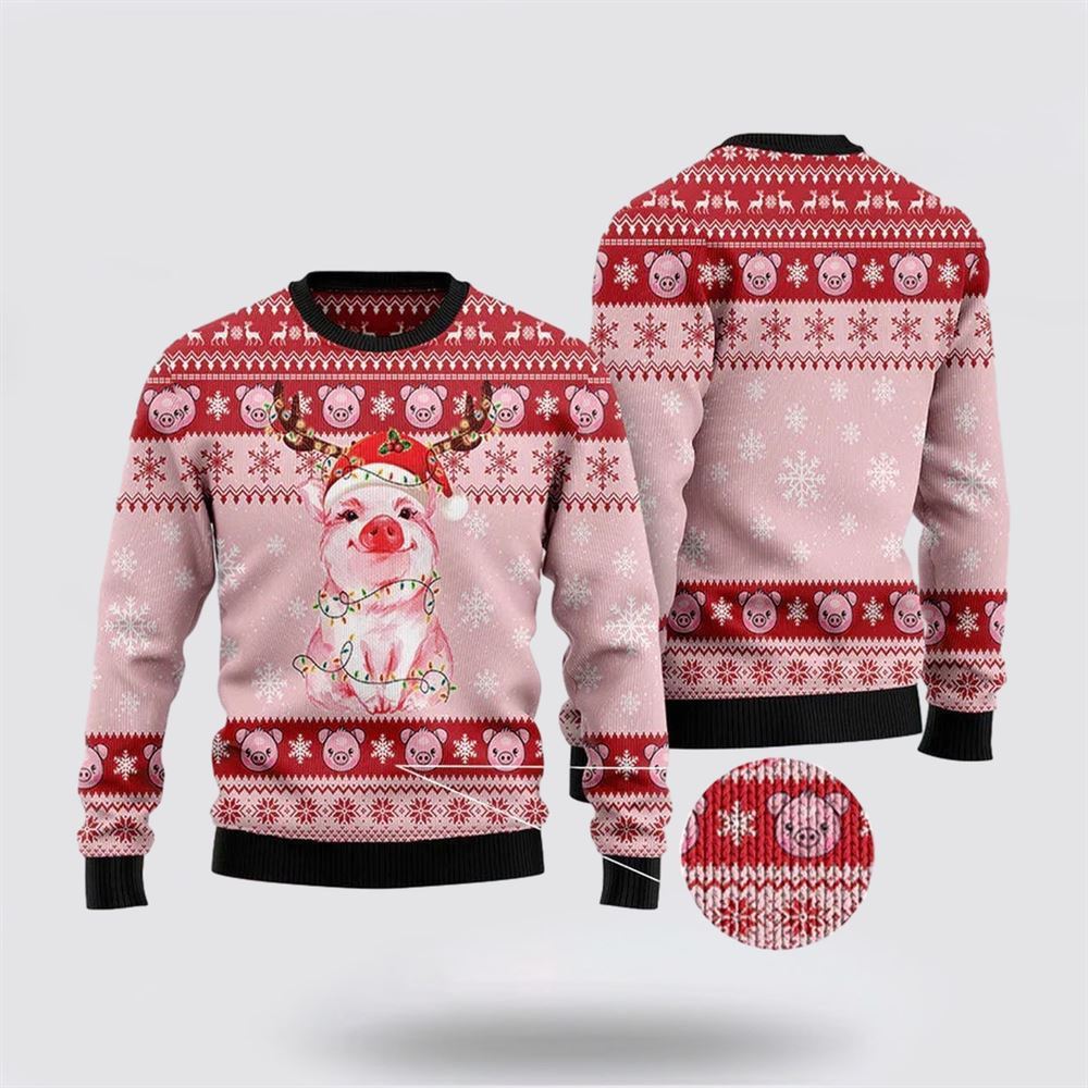 Lovely Pig Santa Ugly Christmas Sweater, Farm Sweater, Christmas Gift, Best Winter Outfit Christmas
