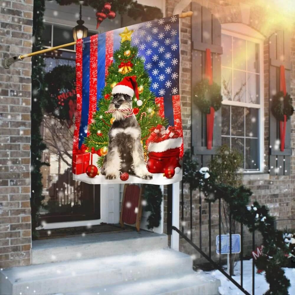 Lovely Schnauzer Christmas Flag Merry Christmas With Schnauzer Dog Flag - Christmas Garden Flag - Christmas House Flag - Christmas Outdoor Decoration