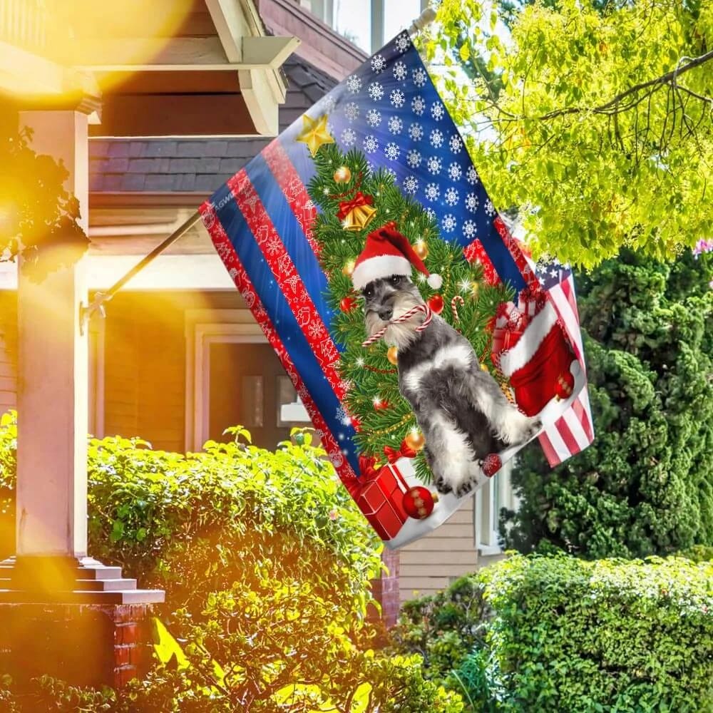 Lovely Schnauzer Christmas Flag Merry Christmas With Schnauzer Dog Flag - Christmas Garden Flag - Christmas House Flag - Christmas Outdoor Decoration
