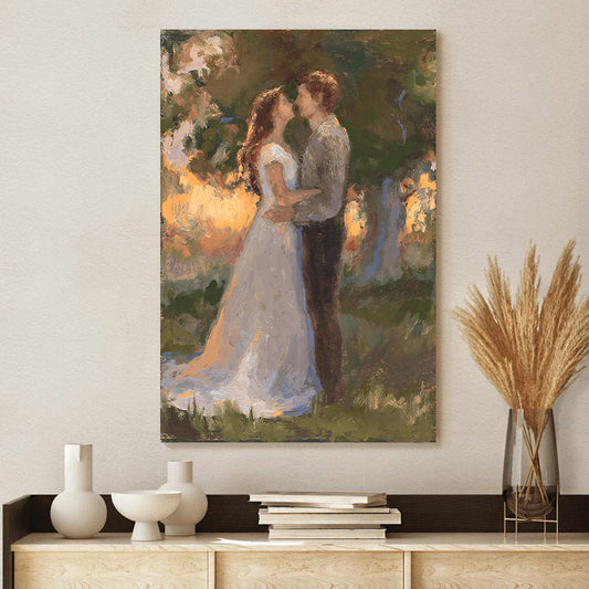 Lovers In An Evening Wood Canvas Wall Art - Gift For Mom