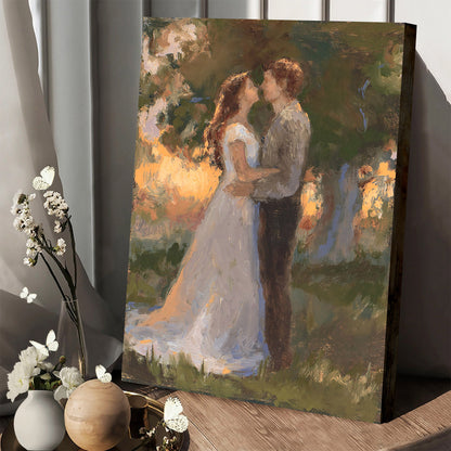 Lovers In An Evening Wood Canvas Wall Art - Gift For Mom