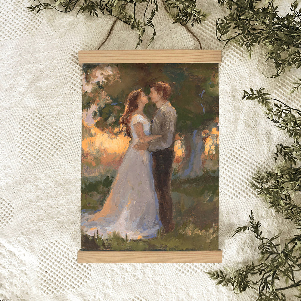 Lovers In An Evening Wood Hanging Canvas Wall Art - Gift For Mom - Religious Canvas