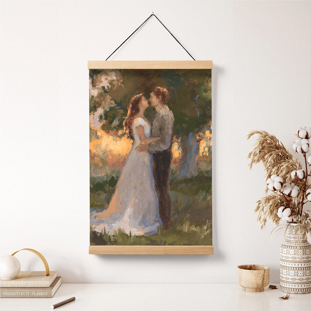 Lovers In An Evening Wood Hanging Canvas Wall Art - Gift For Mom - Religious Canvas