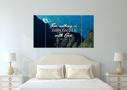 Luke 137 For Nothing Is Impossible With God Canvas Wall Art Print - Christian Canvas Wall Art