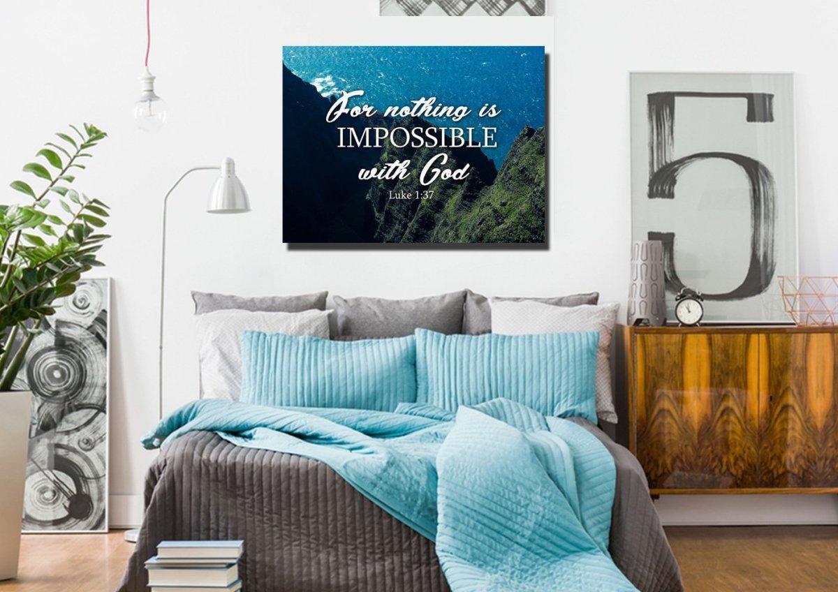 Luke 137 For Nothing Is Impossible With God Canvas Wall Art Print - Christian Canvas Wall Art