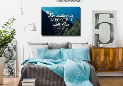 Luke 137 For Nothing Is Impossible With God Canvas Wall Art Print - Christian Canvas Wall Art