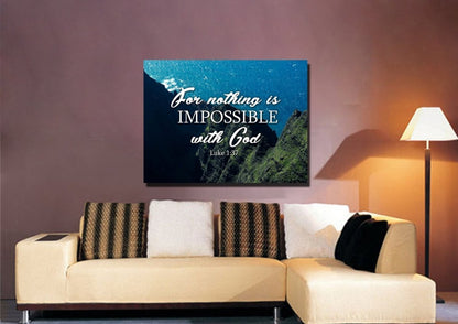 Luke 137 For Nothing Is Impossible With God Canvas Wall Art Print - Christian Canvas Wall Art