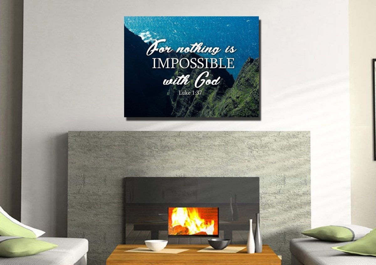 Luke 137 For Nothing Is Impossible With God Canvas Wall Art Print - Christian Canvas Wall Art