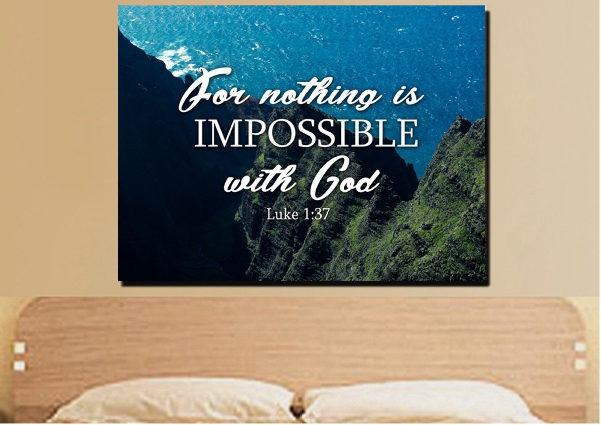 Luke 137 For Nothing Is Impossible With God Canvas Wall Art Print - Christian Canvas Wall Art