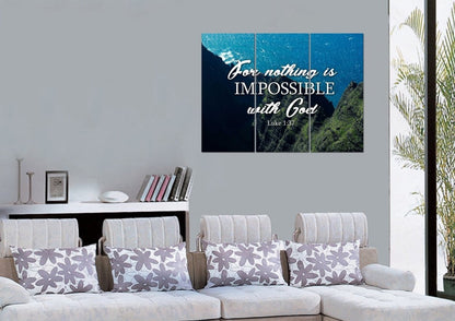 Luke 137 For Nothing Is Impossible With God Canvas Wall Art Print - Christian Canvas Wall Art