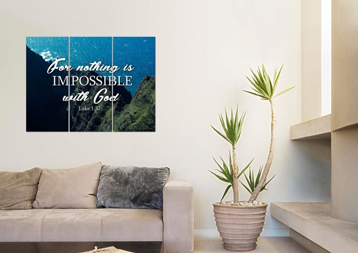 Luke 137 For Nothing Is Impossible With God Canvas Wall Art Print - Christian Canvas Wall Art