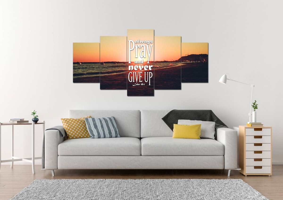 Luke 181 Always Pray And Never Give Up Canvas Wall Art Print - Christian Canvas Wall Art