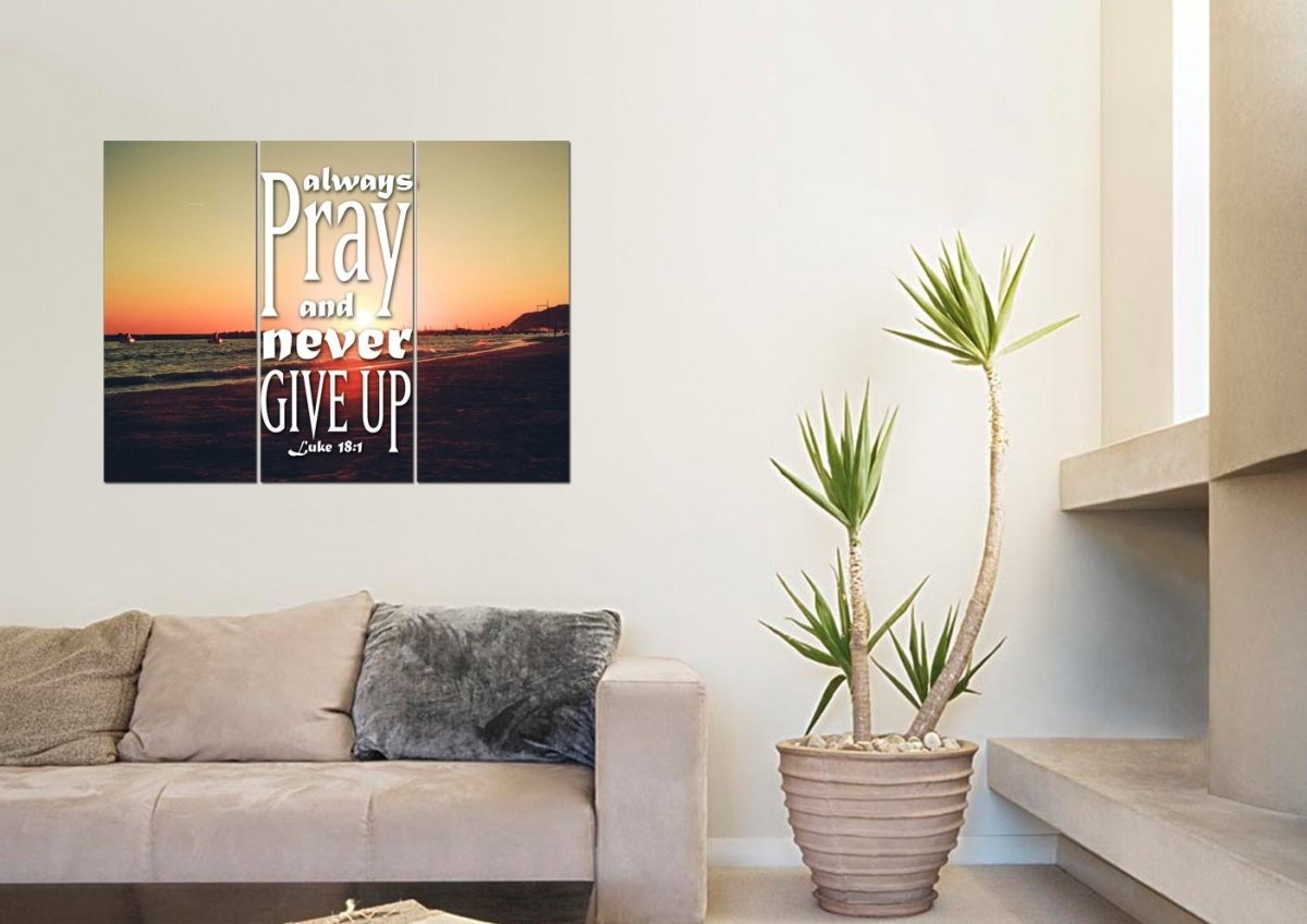 Luke 181 Always Pray And Never Give Up Canvas Wall Art Print - Christian Canvas Wall Art