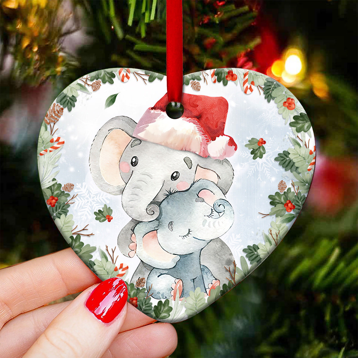 Mad Elephant Home Is Where Mom Is Heart Ceramic Ornament - Christmas Ornament - Christmas Gift
