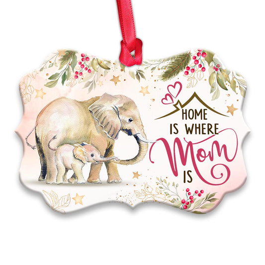 Mad Elephant Home Is Where Mom Is Metal Ornament - Christmas Ornament - Christmas Gift