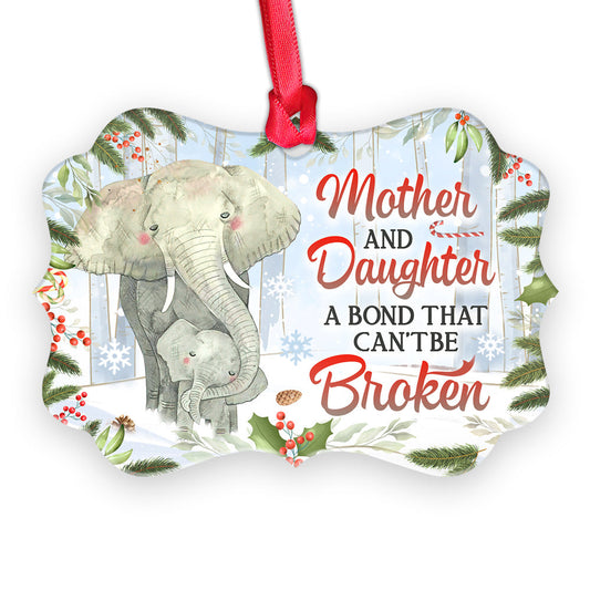 Mad Elephant Mother And Daughter Metal Ornament - Christmas Ornament - Christmas Gift
