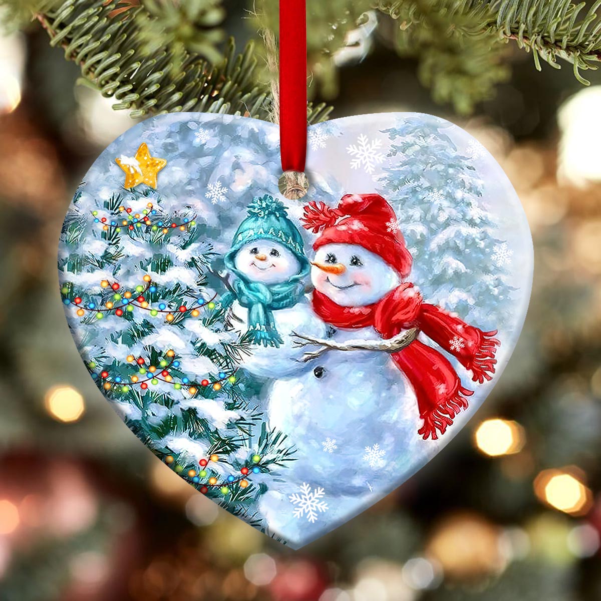 Mad Snowman Always My Daughter Forever My Friend Heart Ceramic Ornament - Christmas Ornament - Christmas Gift