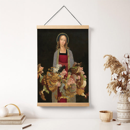 Madonna With Guys Hanging Canvas Wall Art - Christan Wall Decor - Religious Canvas