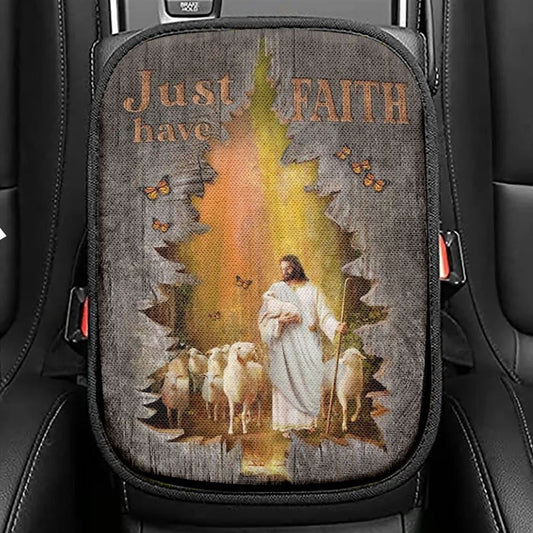 Magic Forest, Jesus Painting, Lamb Of God, Just Have Faith Car Center Console Cover, Christian Armrest Seat Cover, Bible Seat Box Cover