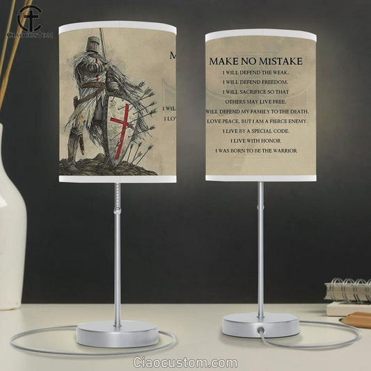 Make No Mistake Warrior Table Lamp For Bedroom - Bible Verse Lamp Art - Christian Home Decor