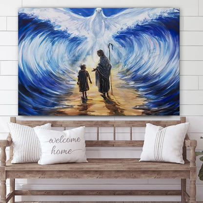 Jesus, Child & White Dove Canvas Poster - Parting Waters