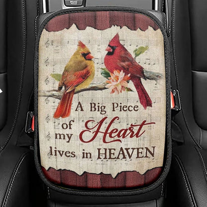 Male And Female Cardinals A Piece Of My Heart In Heaven Car Center Console Cover, Christian Armrest Seat Cover, Bible Seat Box Cover