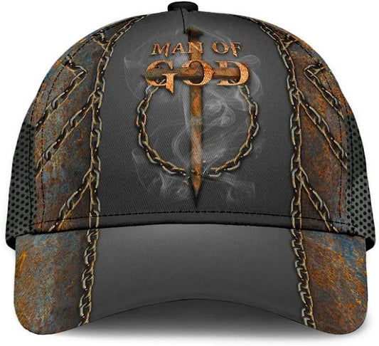 Man Of God Cross All Over Print Baseball Cap - Christian Hats For Men Women