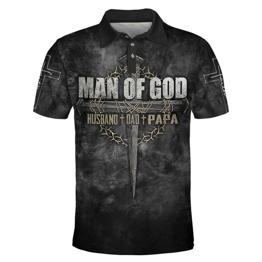 Man Of God Husband Dad Papa Polo Shirt - Christian Shirts & Shorts