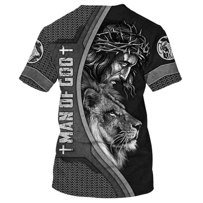 Man Of God Jesus And The Lion Of Judah 3d T-Shirts - Christian Shirts For Men&Women