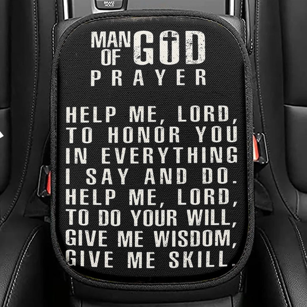 Man Of God Prayer Seat Box Cover, Car Center Console Cover For Men, Christian Gifts For Men Husband Him