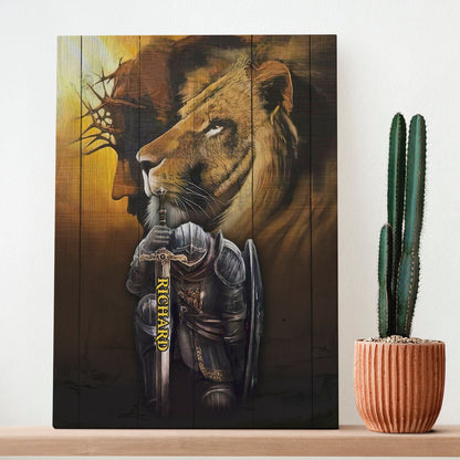 Man Warrior Of God Canvas - Lion Man Warrior Jesus Canvas - Personalized Name