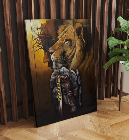 Man Warrior Of God Canvas - Lion Man Warrior Jesus Canvas - Personalized Name