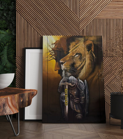 Man Warrior Of God Canvas - Lion Man Warrior Jesus Canvas - Personalized Name